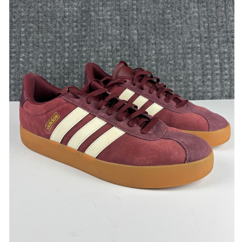 Adidas VL Court 3.0 Low Suede Sneakers Burgundy Gum Sole ID1305 12.5K Mens